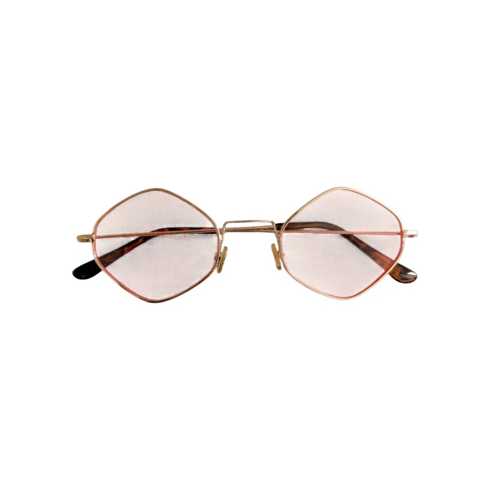 Y2K 90s Nostalgia Rave Festival Light Pink Lense Octagon Shape Gold Sunglasses